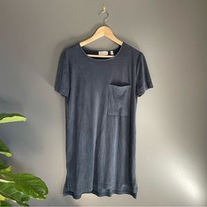 RD Style Womens Tee Shirt Mini Dress Navy Suede